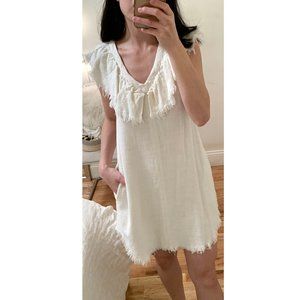 mo: vint white Linen/Cotton mix dress - XS